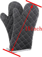 Oven Mitts Flame Retardant Mitts Heat Resistant to 425 °F 15 Inch Kitchen Mitt Black Color 2-Pack
