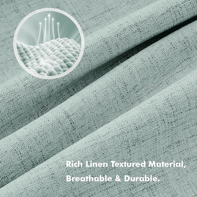 MIULEE 100% Blackout Linen Curtains 42 x 90 Inch Seafoam Green 2 Panels | - Image 3