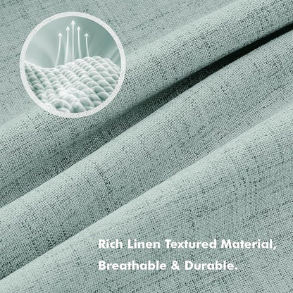 MIULEE 100% Blackout Linen Curtains 42 x 90 Inch Seafoam Green 2 Panels | - Image 3