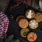 NAKLEO Coffee Stencils and Cookies Decoration 14Pcs 2.8”x2.8” and 4.3”x4.3”, Reusable Plastic Baking Templates, Winter Snowflake Snow, Barista DIY Art Craft, Capuccino Latte Chocolate Cake Biscuit