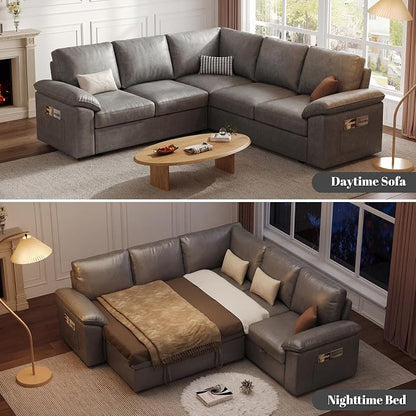 85 Inch Faux Leather Modular Sectional Sofa - Image 4