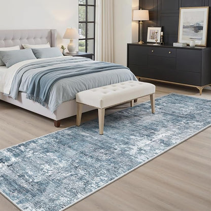 Soalmost Abstract Runner Rug 2x8 Washable Hallway Kitchen Runners Blue/Grey | - Image 4