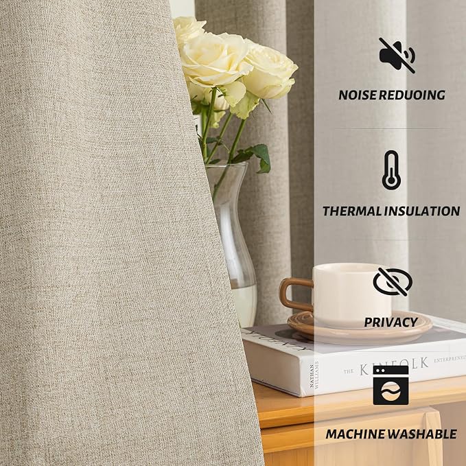 Yakamok Natural Linen Textured Curtains 90 Inches Long - Image 5