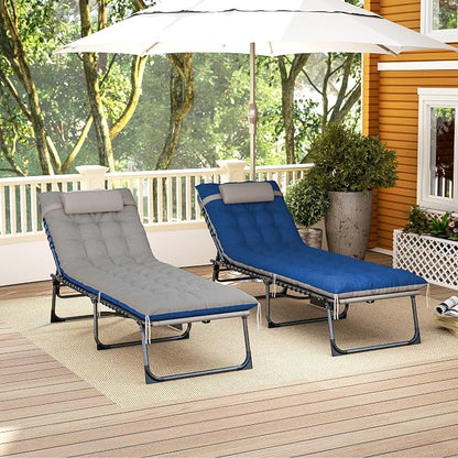 Outsunny Chaise Lounge Chair Outdoor Set of 2, 5-Position Adjustable Outdoor - Image 9