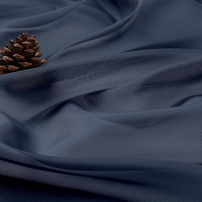 Navy Blue Sheer Curtains 72 Inches Long 2 Panels Set, Transparent Voile Sheer - Image 7