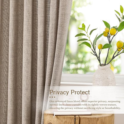 RYB HOME Sheer Curtains 108 inches, Extra Long Floor to Ceiling Curtains | - Image 2