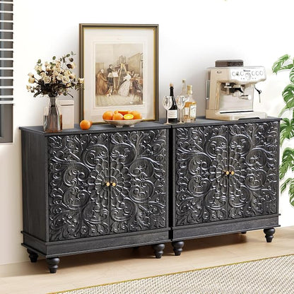 weselon Accent Cabinet with 2 Doors, Classic Carved Storage Sideboard Buffet - Image 7