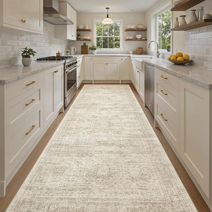 Soalmost Washable 4x12 Hallway Runner Rug Non-Slip Kitchen Entry Rugs Beige | - Image 3