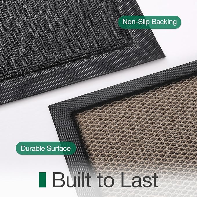 LUMI Outside Welcome Door Mat 17x30, Non-Slip Durable Rubber Easy Clean | Hello - Image 8