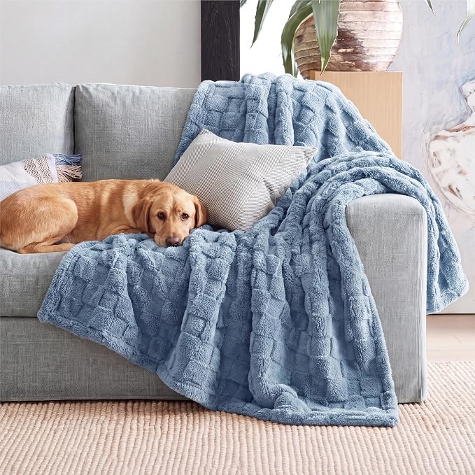 Bedsure GentleSoft Ashley Blue Throw Blanket - Image 9