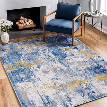 RELEANY Washable 4'x5' Abstract Area Rug by RELEANY