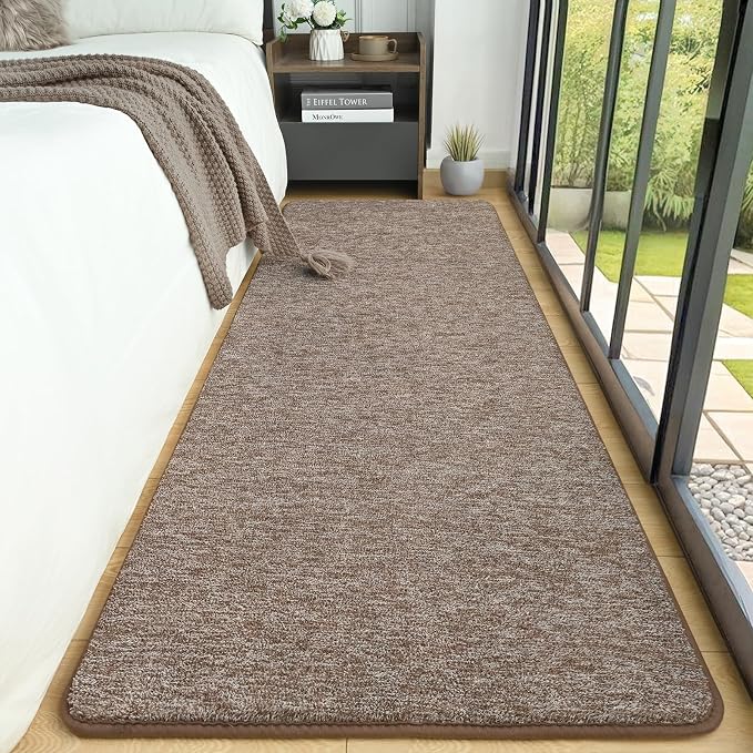 2x8 Runner Rug for Hallway, Long Runner Rugs Non Slip, Matte Brown | Soft - Image 2
