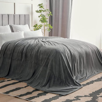 BEDELITE Fleece Blanket Soft Plush Oversized Bed Blanket Grey 120"x120" | Ultra - Image 7