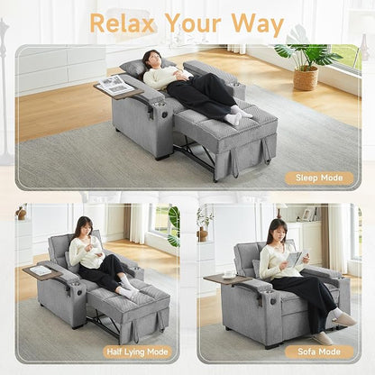 Large Size Convertible Sleeper Chair Futon Sofa Bed, Comfortable thick cushion - Image 3