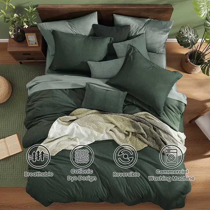 Monbix Full Size Comforter Set, Deep Forest Bedding Comforter - Image 2