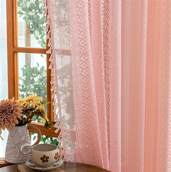Sutuo Home Light Pink Boho Curtains 84 inches Long - Image 7