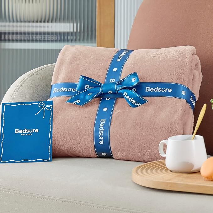 Bedsure GentleSoft Fleece Blankets Queen Size Dusty Pink - Image 6