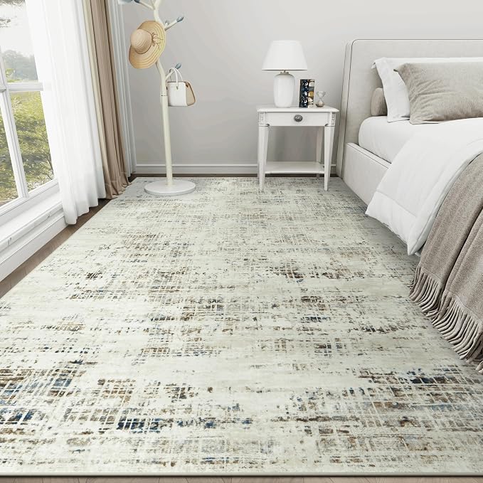6x9 Washable Area Rug for Living Room Bedroom: Non-Slip Modern Gray White | - Image 9