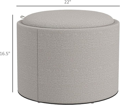 HOMCOM Round Storage Ottoman - Image 3
