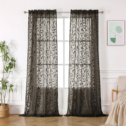 Furman Chocolate Sheer Curtains 96 inches Long - Image 2