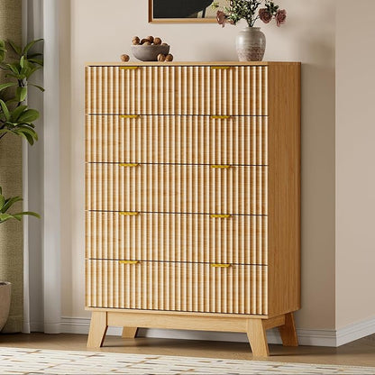BORNOON 46" Tall Dresser for Bedroom, 6-Drawer Fluted Chest of Drawers - Image 3