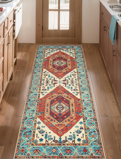 SERISSA 2x5 Washable Non Slip Boho Runner Rug by SERISSAHomeDecorCollection
