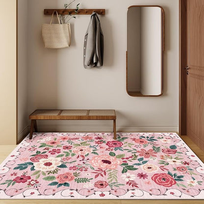 DUKINO 3x5 Area Rug, Floral Washable Rug - Image 4