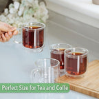 BTaT- Stackable Espresso Cups, Set of 4 (5.0 oz, 150 ml), Double Wall Glass Coffee Mugs, Clear Tea Cup, Demitasse