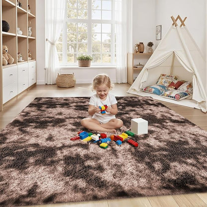 PLHXFR 6x9 Area Rug Living Room: Fluffy Bedroom Soft Shag Rug Coffee Brown | - Image 4