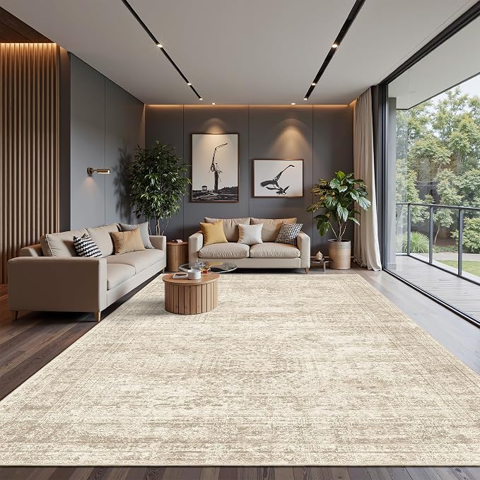 Soalmost 10x12 Area Rugs for Living Room Washable Rug Non-Slip Beige | Large - Image 2