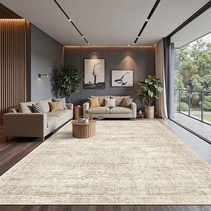 Soalmost 10x12 Area Rugs for Living Room Washable Rug Non-Slip Beige | Large - Image 2