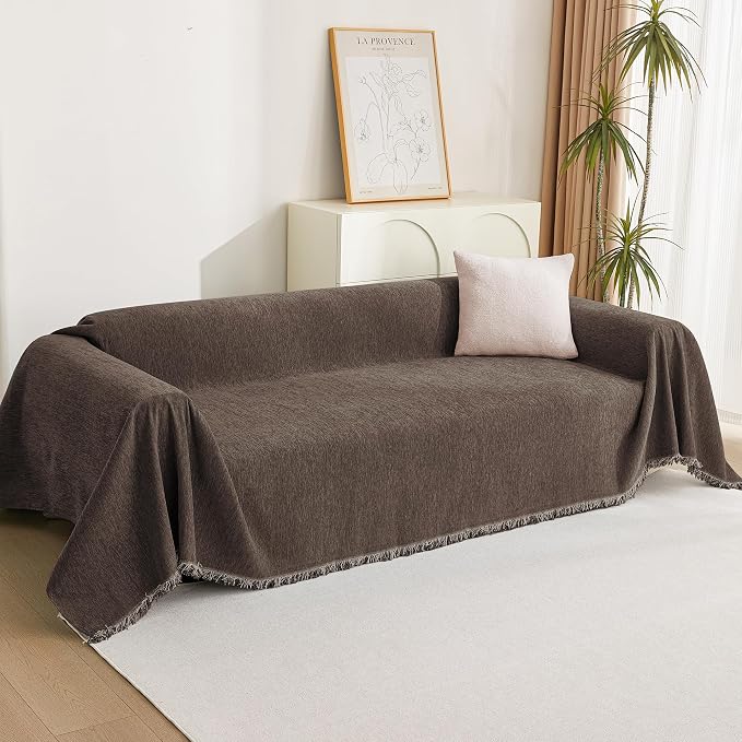 MYSKY HOME Boho Couch Cover Chocolate Sofa Covers - Image 9