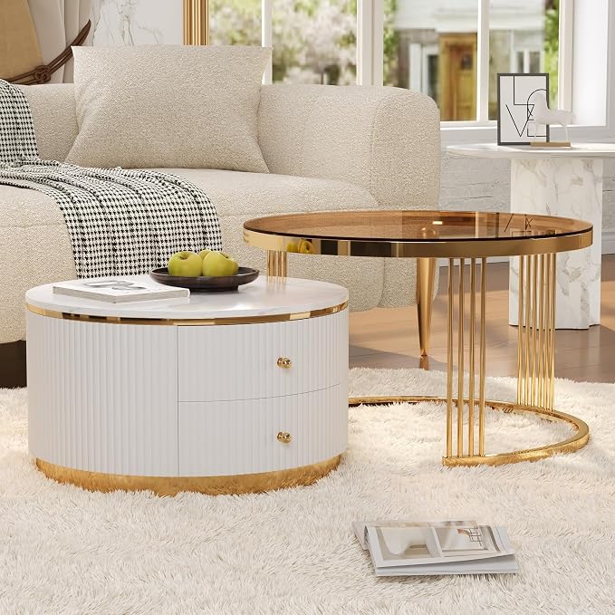 Modern 2 Pieces Round Nesting Coffee Table - Image 5