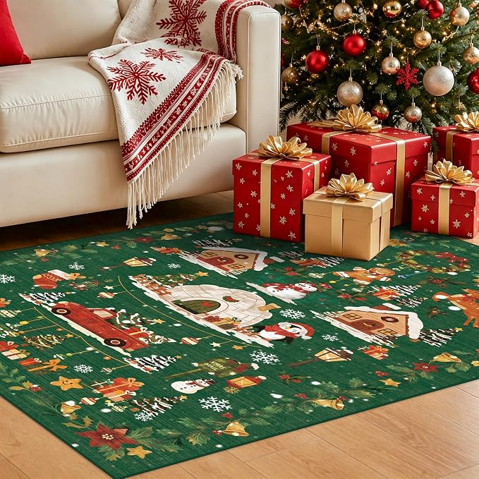 Christmas 3x4 Entryway Area Rugs: Winter Soft Rug - Image 2
