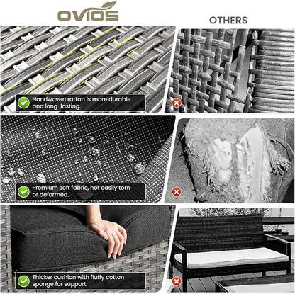 ovios 8-Piece Patio Furniture Set, Outdoor Wicker Sofa - Image 7