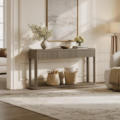 SICOTAS Entryway Table with Storage, 60.74" W Console Table with 3 Fluted - Image 7