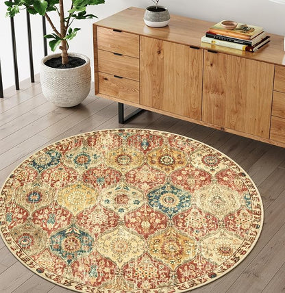 Lahome Moroccan Washable Round Rugs, Non-Slip Soft Round Rug 4ft Ultra-Thin | - Image 6
