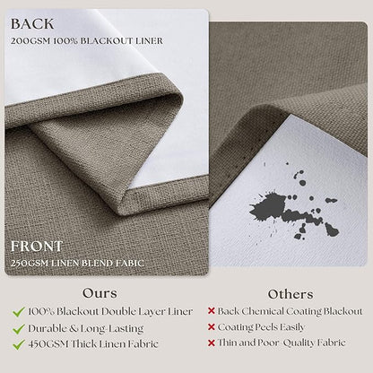Desert Taupe Linen Blackout Pleated Curtains 86 Inches Long - Image 6