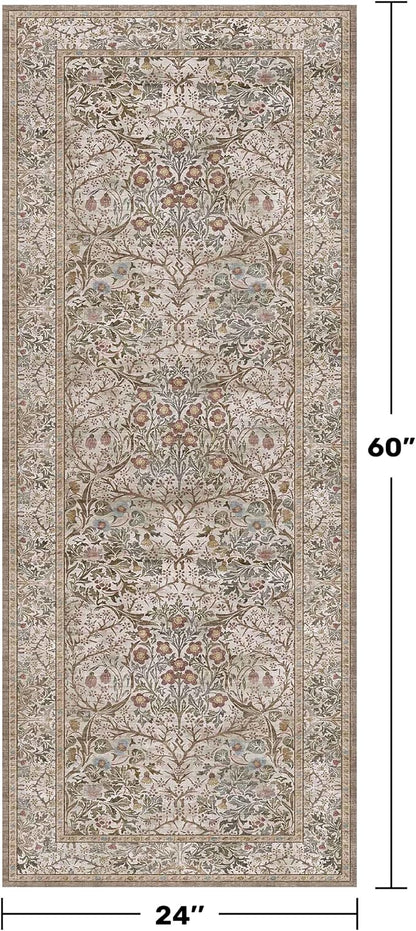 Moss Green 2x5 Bathroom Rug Runners Non Slip Washable - Image 2