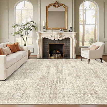 Soalmost 9x12 Area Rugs for Living Room Washable Rug Non-Slip Beige | Large by Soalmost