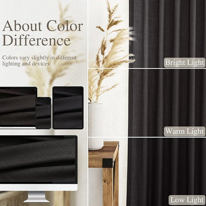 Vintage Black Linen Curtains 102 Inches Long - Image 3