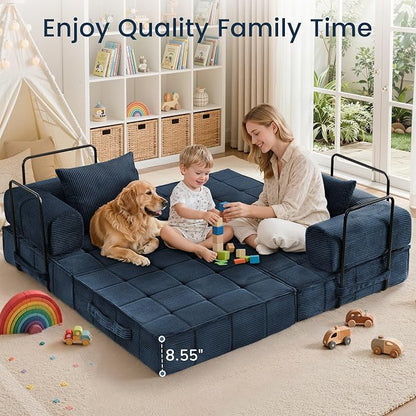 Korser Folding Convertible Sofa Bed, Corduroy Upholstered Boneless Couch - Image 5