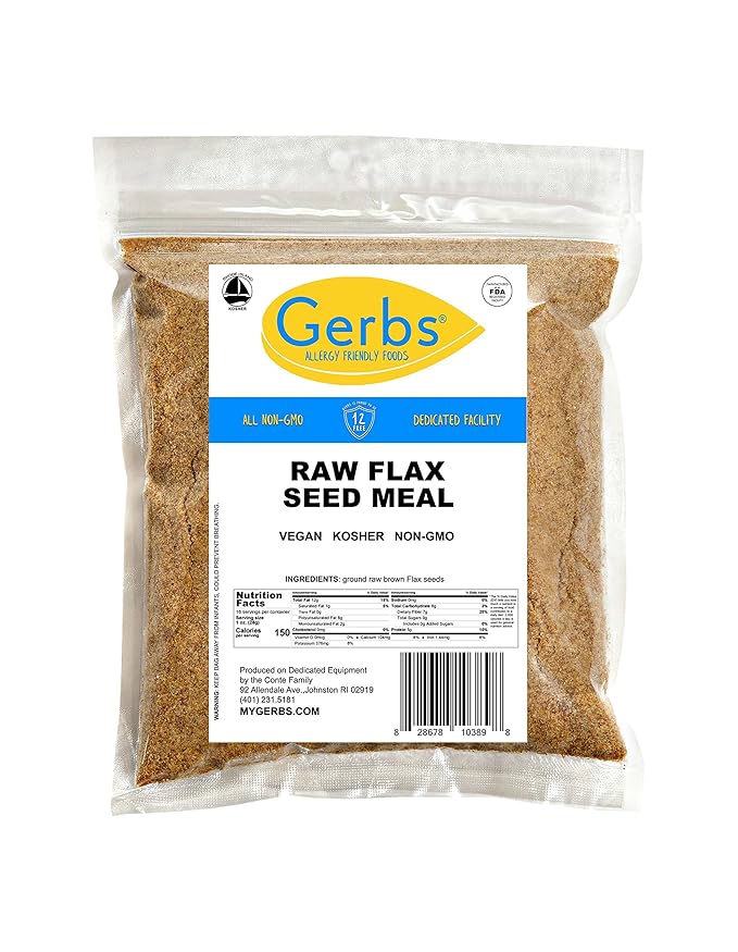 GERBS Ground Flax Seed Meal, 16 Ounce Bag, Top 14 Food Allergy Free, Non GMO, Vegan, Keto, Paleo Friendly