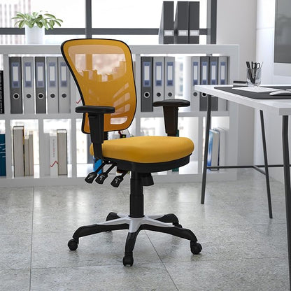 Flash Furniture Nicholas Mid-Back Yellow-Orange Mesh Multifunction Executive - Image 2
