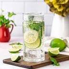 Glass Water Bottles - 4 Pack Wide Mouth Juice Bottles with Clear Lids for Juicing, Smoothies, Fruit Water, Teas, Beverage Storage - 10oz, Leakproof, Reusable, Borosilicate