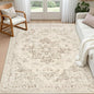 5x7 Area Rugs Living Room: Bedroom Washable Carpet Beige/Ivory | Vintage Boho by Luxturiy