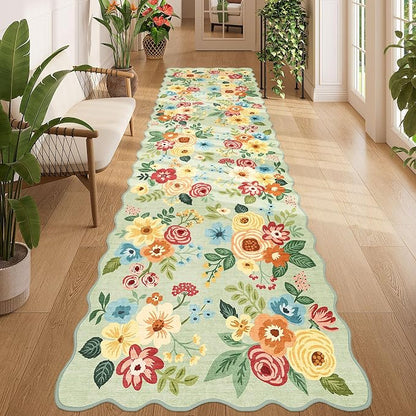 DUKINO 3x10 Runner Rug, Non Slip Floral Washable Rug by DUKINO
