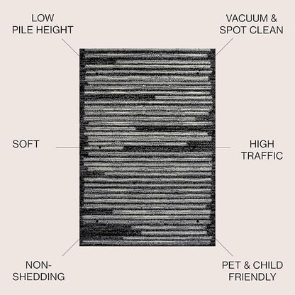 JONATHAN Y Khalil Modern Berber Stripe Black/Cream Indoor Area Rug, Contemporary - Image 2