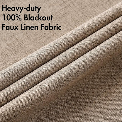 MIULEE Extra Wide 100% Blackout Linen Curtains 100x84 Copper Brown | Room - Image 5