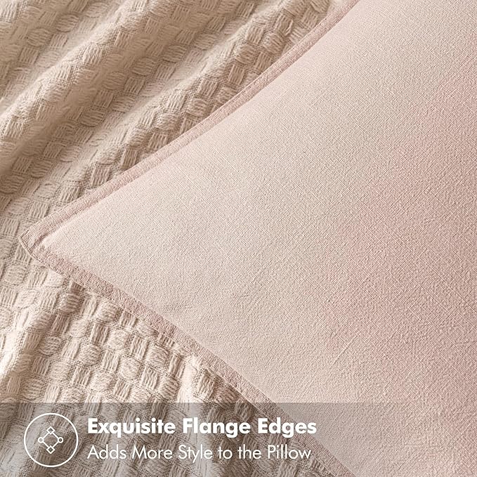 MIULEE Decorative Linen Pillow Covers 20x20 Inch Light Pink | Boho Farmhouse​ - Image 2